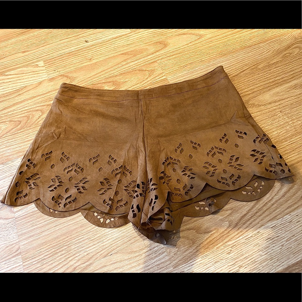 Laser Cut Suede Shorts